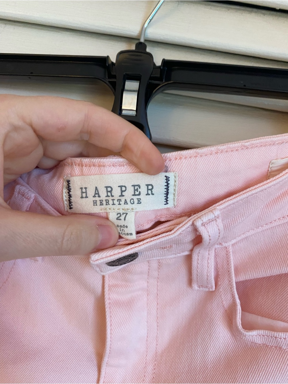 Harper Light Pink High Rise Kick Crop Raw-Hem Jeans - Picture 5 of 6